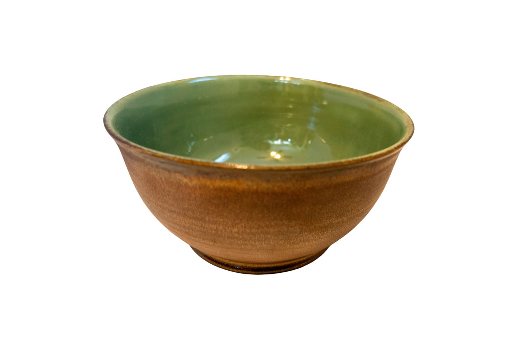 Handmade porcelain bowl - stunning green glaze & rich rustic copper 3.5 cups