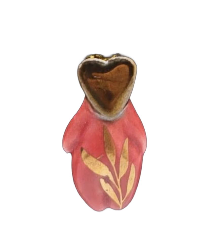 Handmade Porcelain Pendant: 22k Gold Heart Charm